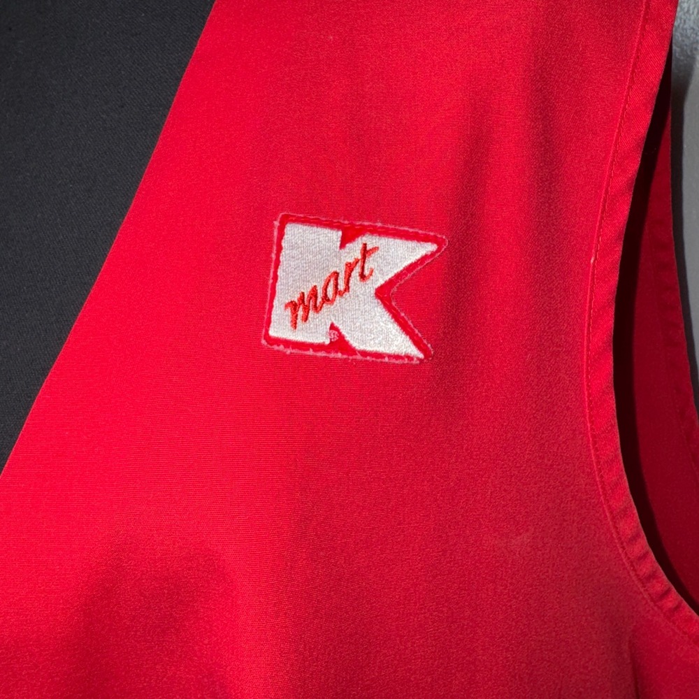 Vintage Kmart Employee Uniform Vest Red Todd Uniforms Size 1X Retro Retail Logo - Picture 2 of 15